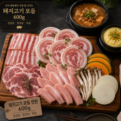 돼지고기 모듬 한판 600g (2~3인분)