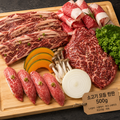 소고기 모듬 한판 500g (2~3인분)
