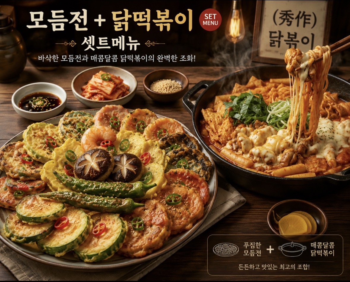 모듬전 + 수작(秀作) 닭 떡볶이