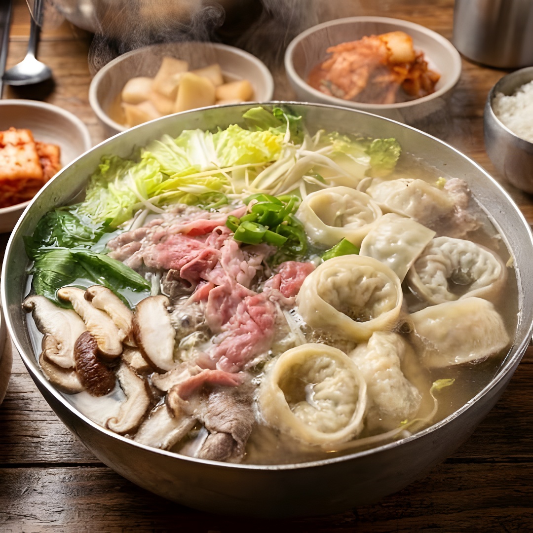 차돌 품은 수제만두 나베 (맑은탕)